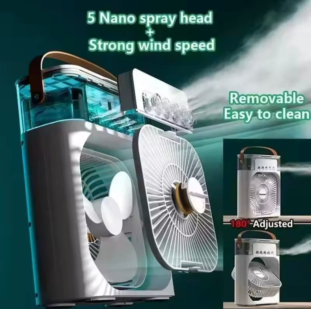 3-in-1 Mini Air Cooler – Fan, Humidifier & LED Night Light