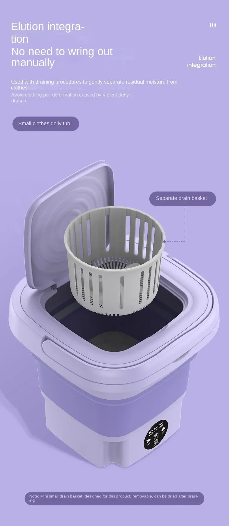 Portable Foldins Mini Washing Machine - ideal for Socks, Underwear & Baby Clothes