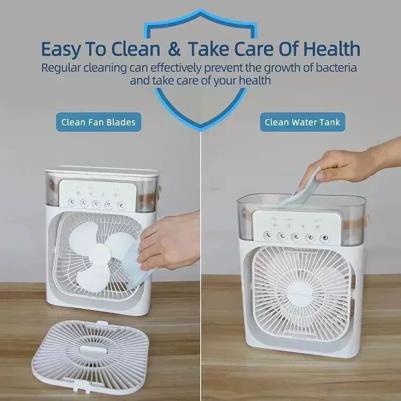 3-in-1 Air Cooler Fan – Mini AC + Humidifier + Night Light