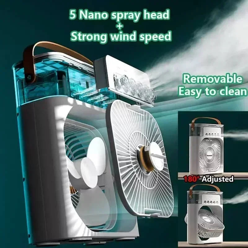 3-in-1 Air Cooler Fan – Mini AC + Humidifier + Night Light