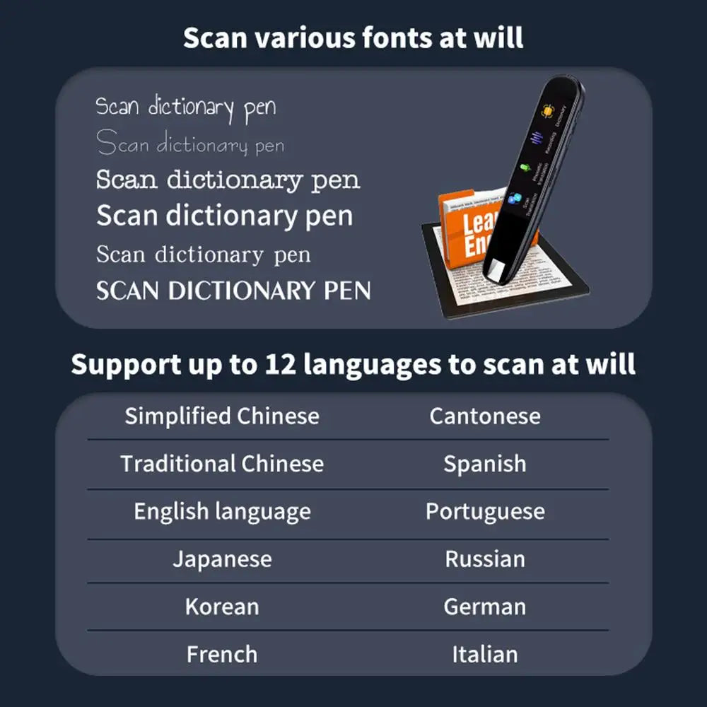 Offline Translation Pen- Smart OCR Scanner & 116-Language Voice Translator