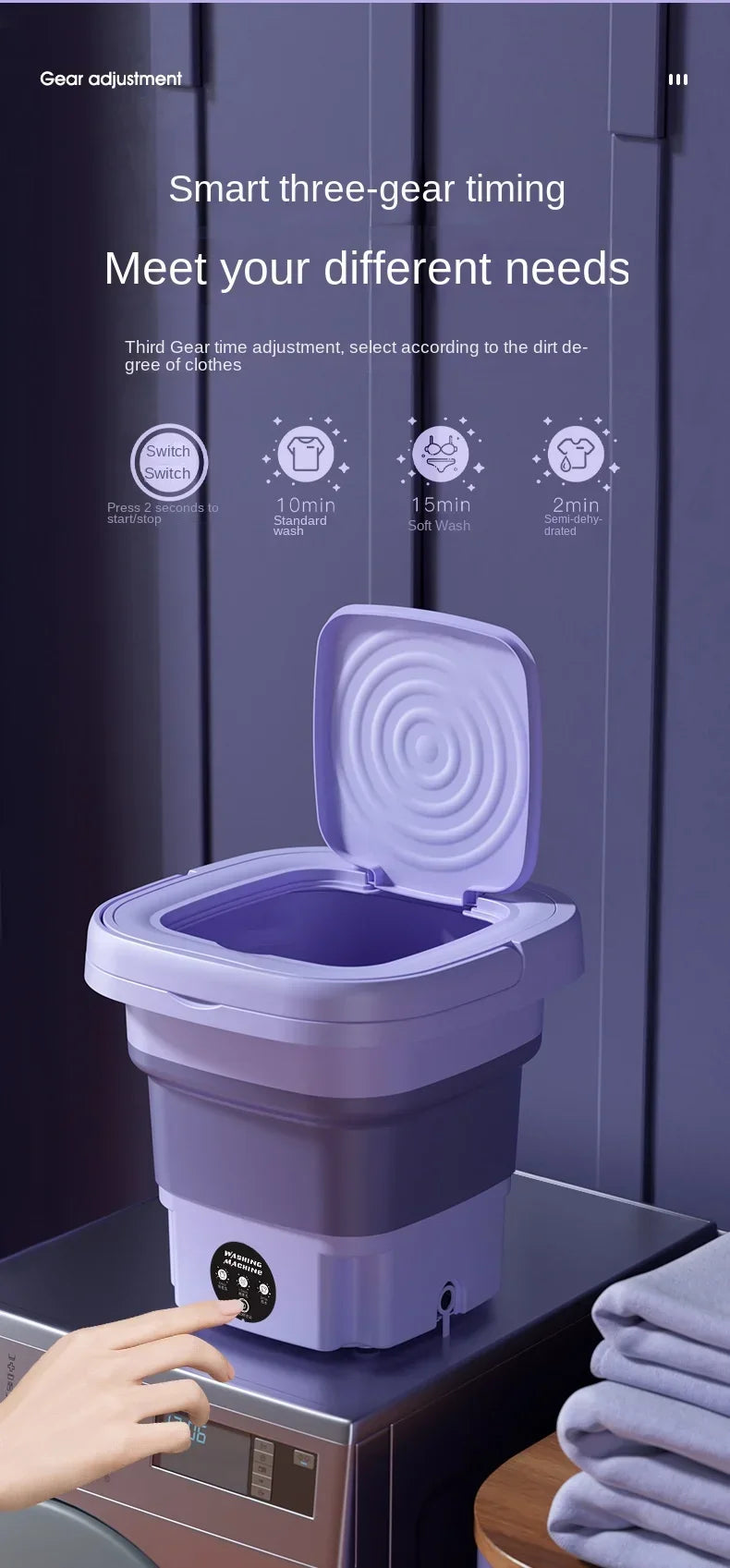 Portable Foldins Mini Washing Machine - ideal for Socks, Underwear & Baby Clothes